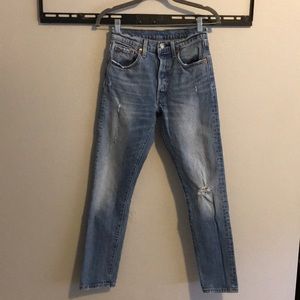 Distressed Levi’s 501s